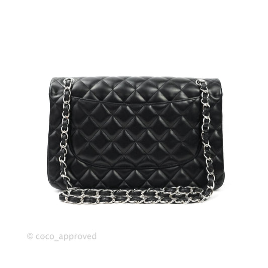 Chanel Jumbo Double Flap Black Lambskin Silver Hardware