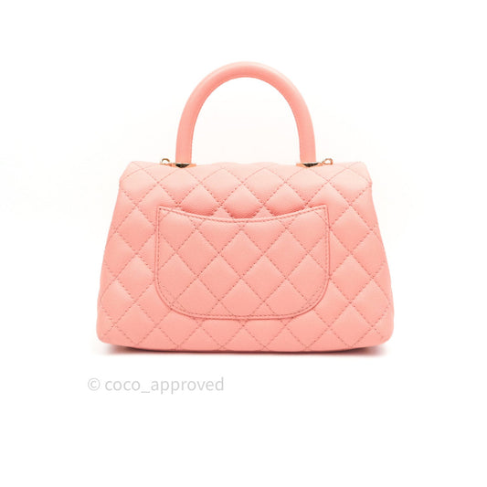 Chanel Mini Coco Handle Pink Caviar Quilted Gold Hardware