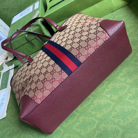 Luxury Gucci Ophidia Medium Tote With Web Bag
