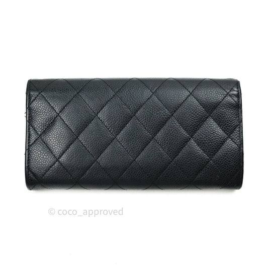 Chanel Long Wallet Black Caviar Gold Hardware