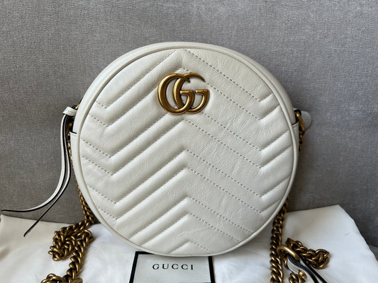 Luxury Gucci GG Round White Marmont Small Shoulder Bag ( 1,160)