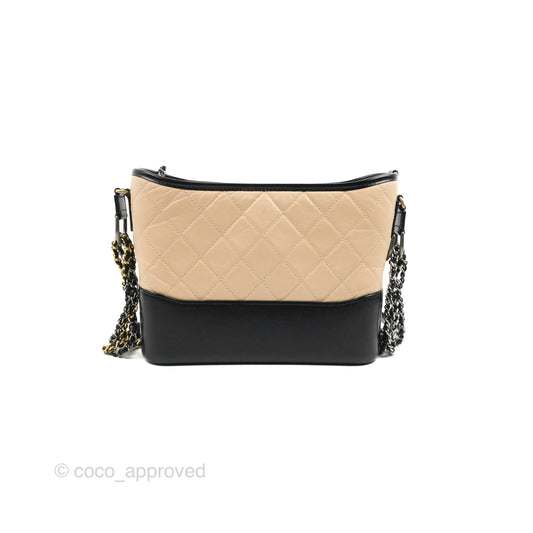 Chanel New Medium Gabrielle Hobo Beige/Black Aged Calfskin