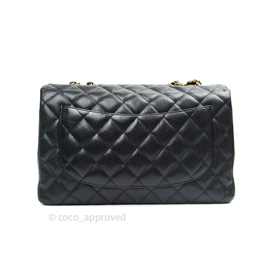 Chanel Jumbo Single Flap Black Caviar Gold Hardware