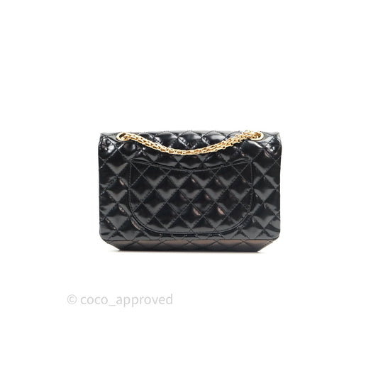 Chanel Quilted Accordion Reissue Black Patent Leather Gold Hardware 2.55 Flap