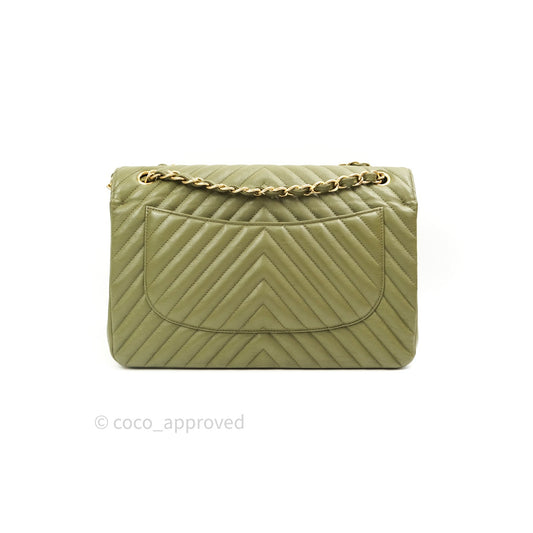 Chanel Jumbo Double Flap Khaki Calfskin Gold Hardware 17C