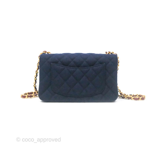 Chanel Paris Hamburg Charms Mini Rectangular Flap Navy Wool Lambskin