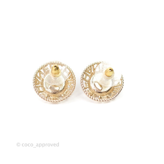 Chanel Pearl CC Round Rope Logo Earrings Gold 21P