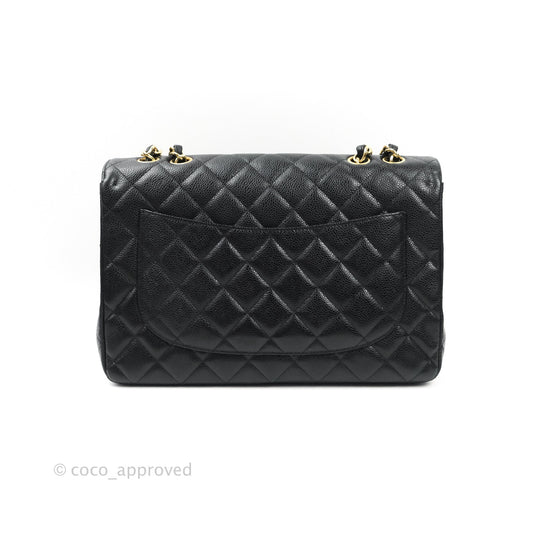 Chanel Jumbo Single Flap Black Caviar Gold Hardware