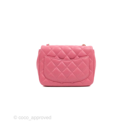 Chanel Mini Square Flap Pink Lambskin Gold Hardware