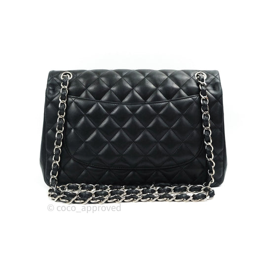 Chanel Jumbo Double Flap Black Lambskin Silver Hardware