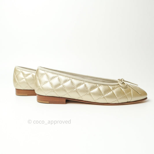 Chanel Ballerina CC Caviar Light Gold Size 36