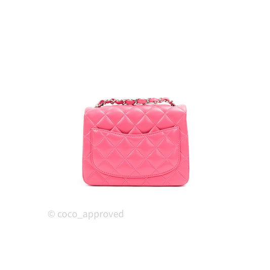Chanel Mini Square Pink Lambskin Silver Hardware