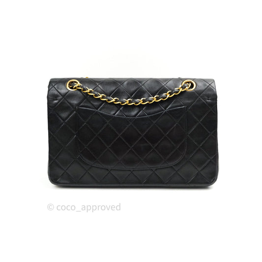Chanel Classic Vintage Double Flap M/L Black Lambskin Gold Hardware