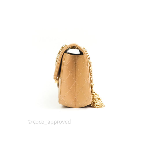 Chanel Mini Reissue 224 Beige Aged Calfskin Gold Hardware