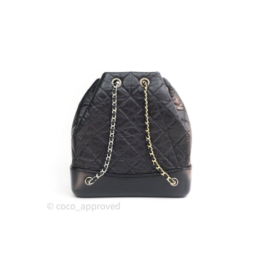 Chanel Gabrielle Backpack Black Aged Calfskin Small Black