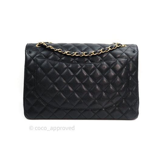 Chanel Classic Double Flap Maxi Black Caviar Gold Hardware