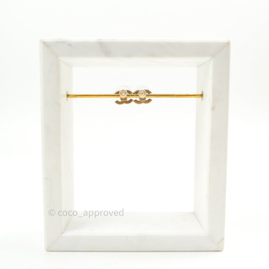 Chanel Crystal CC Earrings Gold Tone