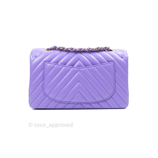 Chanel Classic Small S/M Flap Purple Lambskin Light Gold Hardware