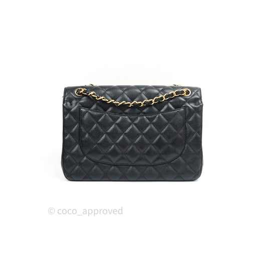 Chanel Classic Jumbo Double Flap Black Caviar Gold Hardware