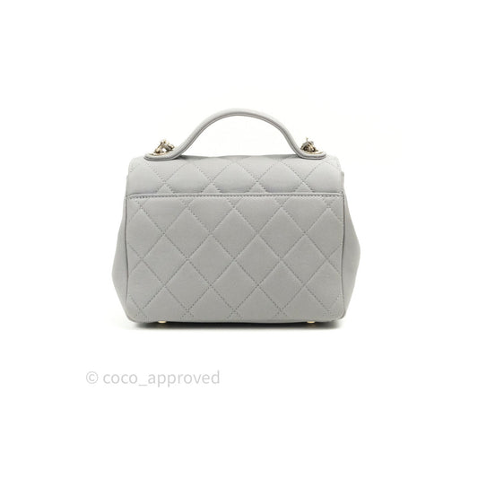 Chanel Caviar Quilted Small Business Affinity Flap Grey Light Gold Hardware