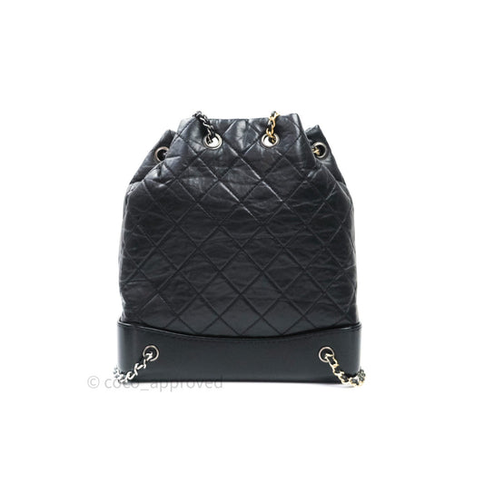 Chanel Gabrielle Backpack Black Aged Calfskin Medium Black