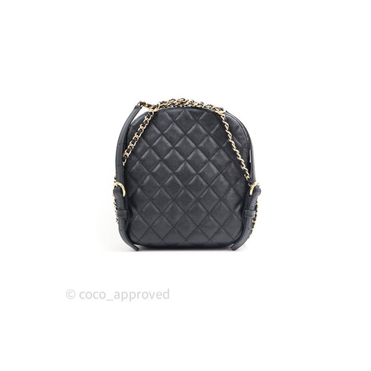 Chanel Quilted Small CC Day Backpack Black Caviar Light Gold Hardware