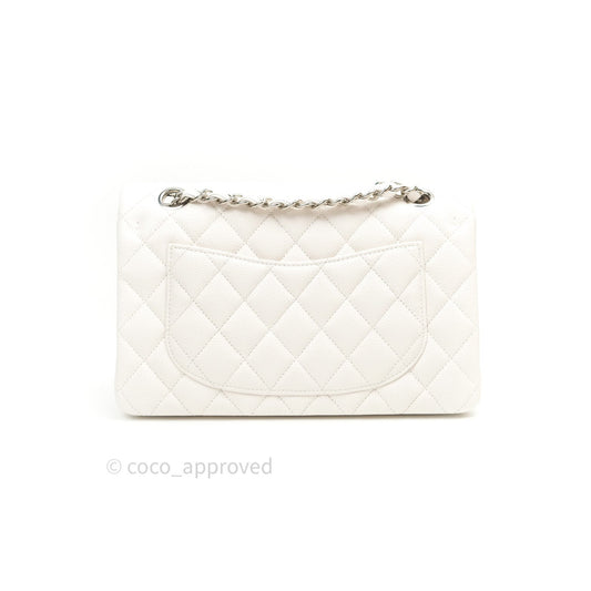 Chanel Classic Small S/M Flap Ivory White Caviar Silver Hardware