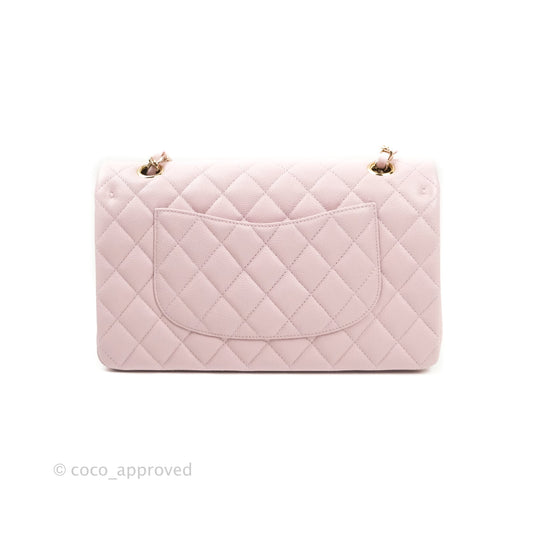Chanel Classic M/L Medium Double Flap Bag Light Pink Caviar Gold Hardware