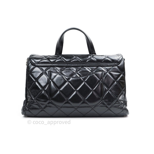 Chanel Boy Glazed Calfskin Tote Bag Black Ruthenium Hardware