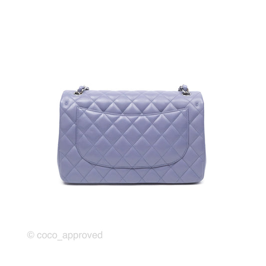 Chanel Jumbo Double Flap Lavender Blue Lambskin Silver Hardware