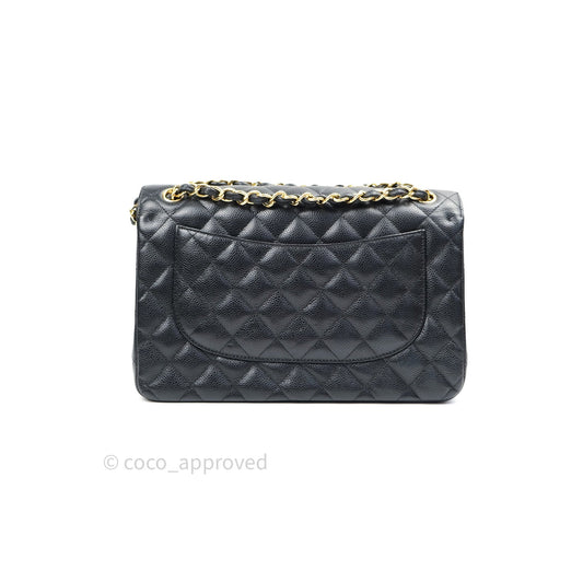 Chanel Jumbo Double Flap Black Caviar Gold Hardware