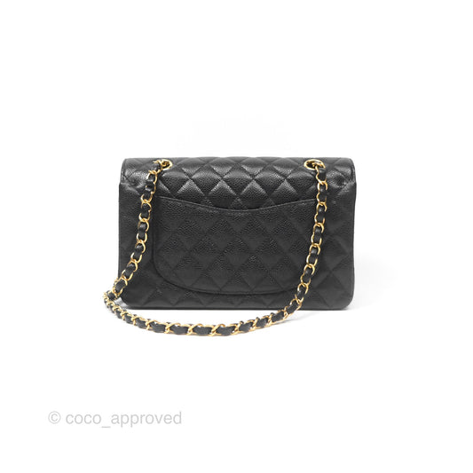 Chanel Small Classic Flap Quilted Black Caviar Gold Hardware