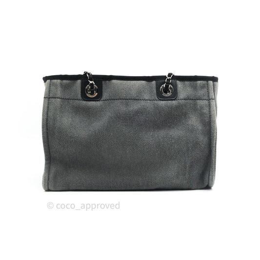 Chanel Denim Deauville Grey/Black With Black Sequins Logo