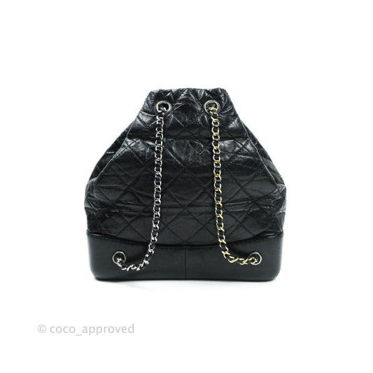 Chanel Gabrielle Backpack Black Aged Calfskin Small Black