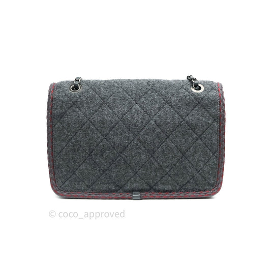 Chanel Jumbo Wool Flap Bag with Braid And Edelweiss in Grey