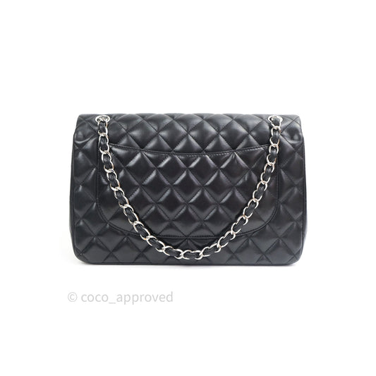 Chanel Jumbo Double Flap Black Lambskin Silver Hardware