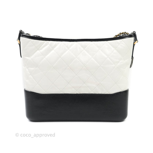 Chanel Medium Gabrielle White Black Aged Calfskin