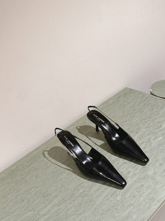 Luxury Saint Laurent BLAKE SLINGBACK PUMPS 80 IN BLACK LEATHER