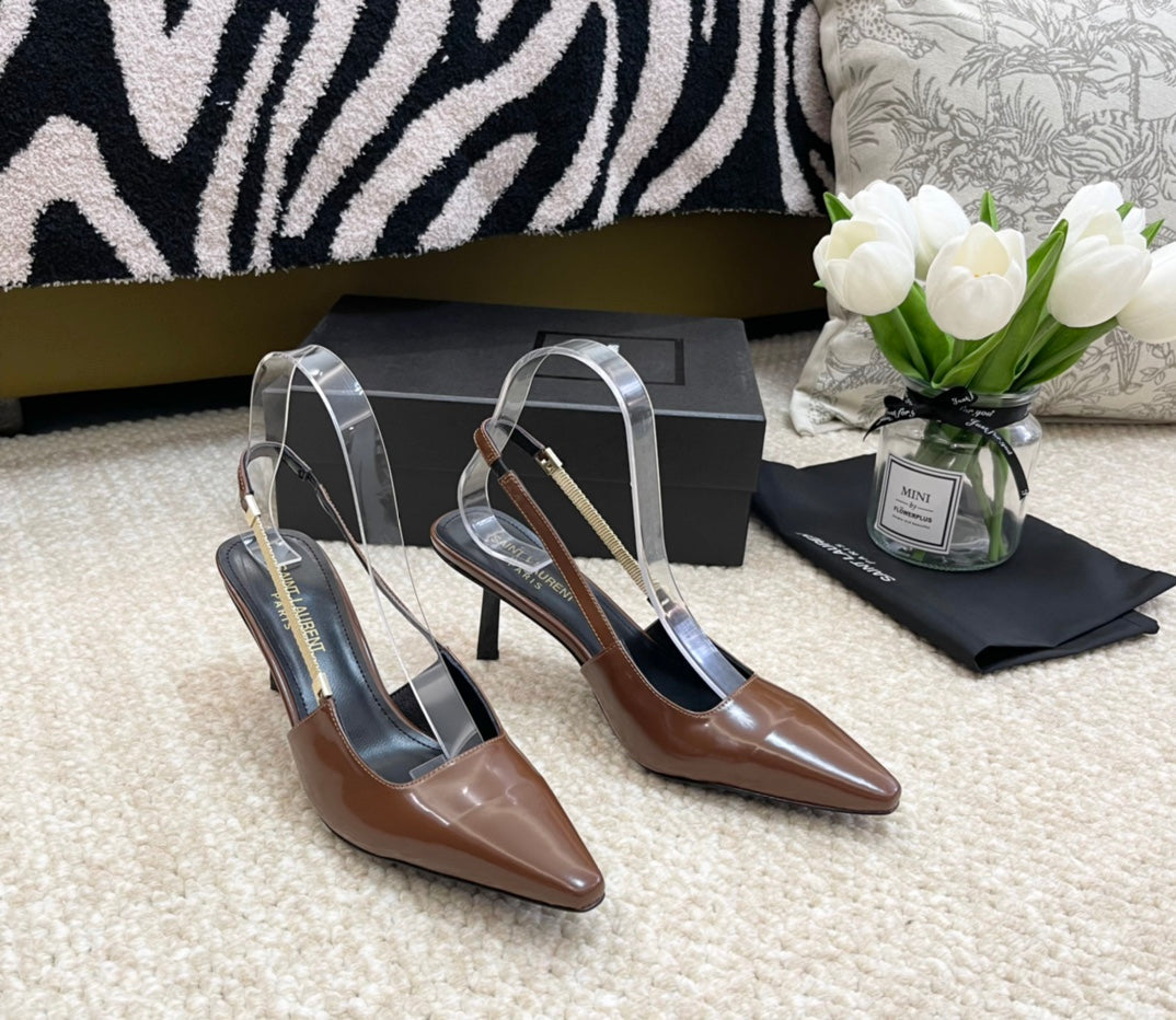 Luxury Saint Laurent SL BLAKE SLINGBACK PUMPS CARAMEL CALFSKIN