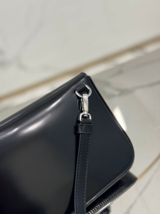 Luxury PradaFLAP BAG 18 IN BLACK SHINY CALFSKIN
