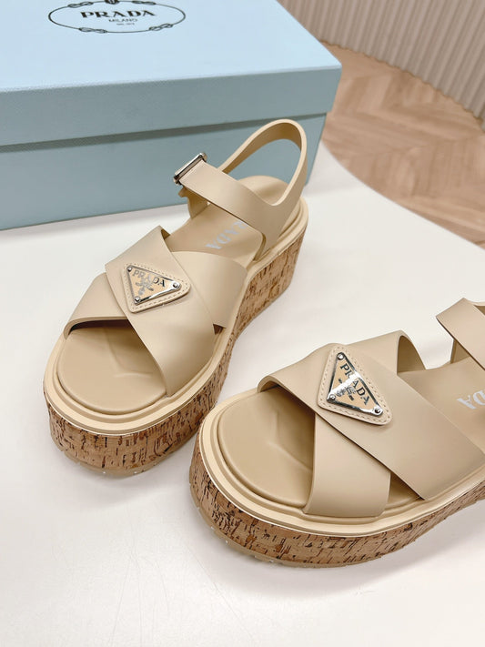 Luxury PradaHigh Heel 80 Sandal Beige