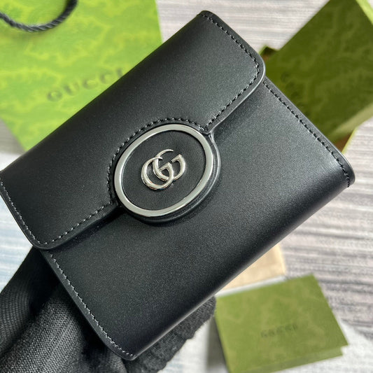 Luxury Gucci MINI WALLET 11 IN BLACK CALFSKIN