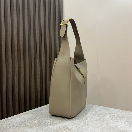 Luxury Saint Laurent le 5a7 large 30cm grey calfskin