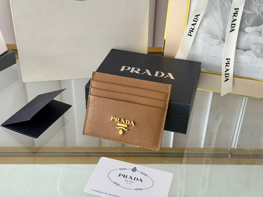 Luxury Prada10 CARD HOLDER IN COFFEE BROWN CALFSKIN