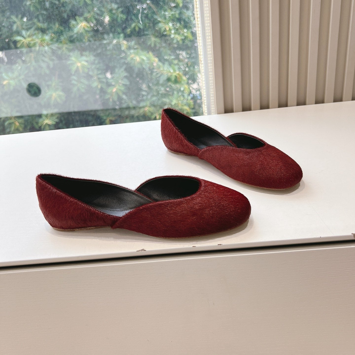 Luxury Saint Laurent SL GEMMA BALLET FLAT GARNET FUR