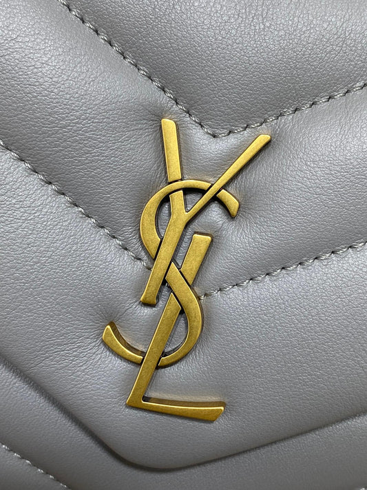 Luxury Saint Laurent LOULOU MINI BAG 20 IN ASH BLUE QUILTED LAMBSKIN GOLD HARDWARE