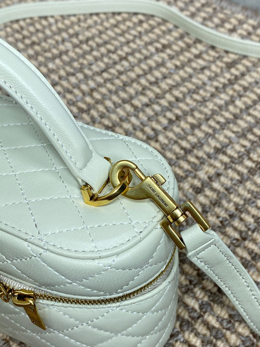 Luxury Saint Laurent GABY MINI VANITY 18 IN IVORY WHITE LAMBSKIN GOLD HARDWARE