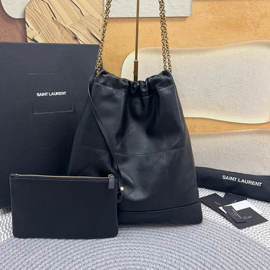 Luxury Saint Laurent JAMIE POCHON 38 IN BLACK LAMBSKIN GOLD HARDWARE