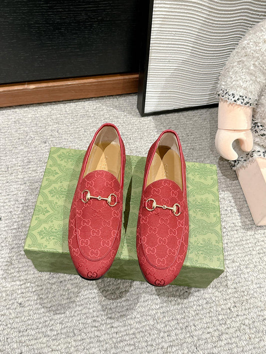 Luxury Gucci Horsebit Jordaan Loafer Red Canvas