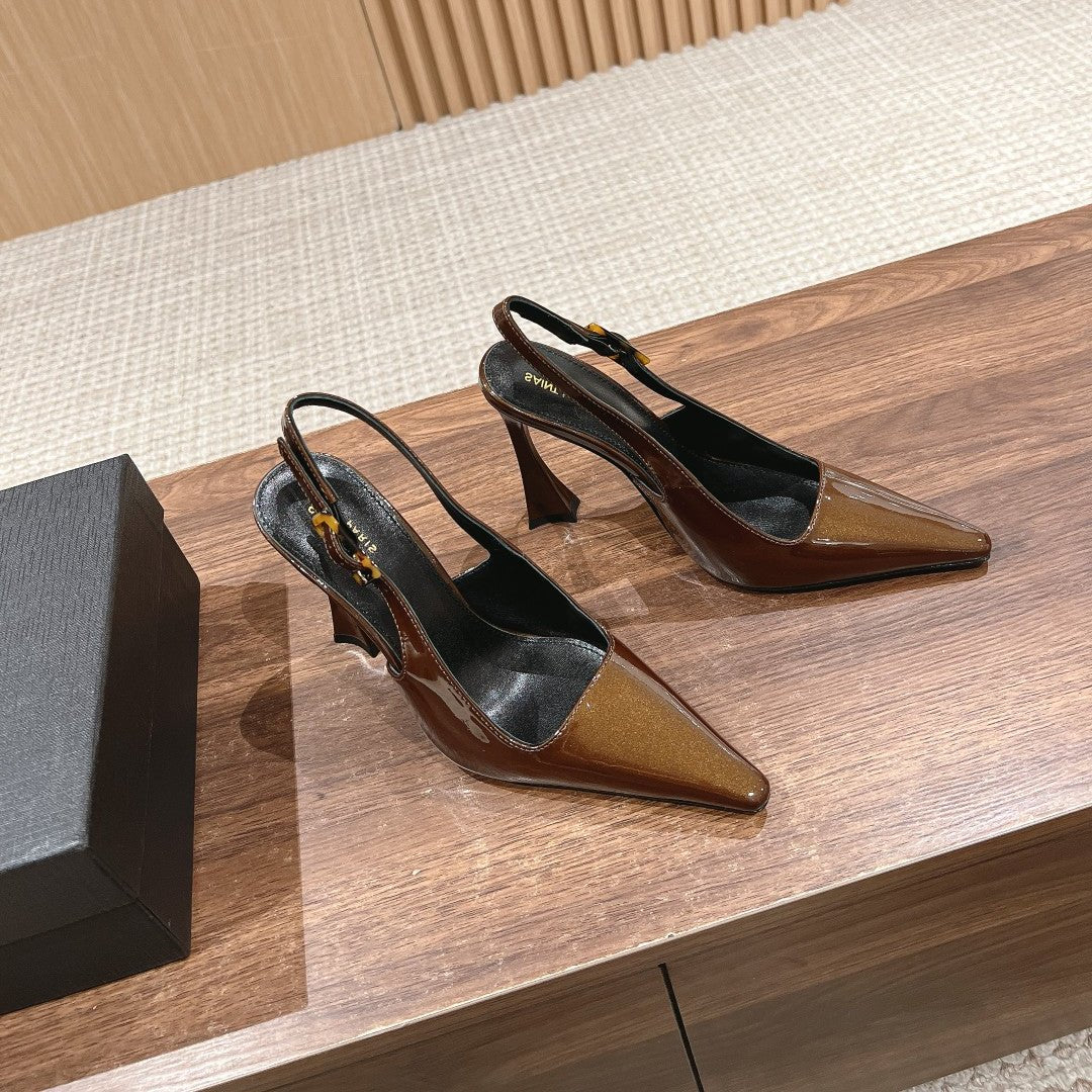 Luxury Saint Laurent SL DUNE SLINGBACK PUMPS COPPER POLISHED CALFSKIN